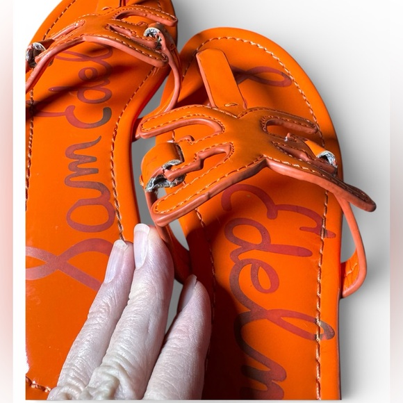 Sam Edelman Carter Orange Leather Flat Sandals Women’s 7.5 - Picture 10 of 11